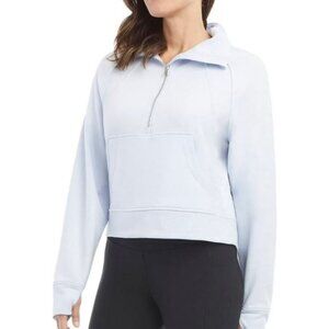 Danskin Women's Mixed Rib Half Zip Kangaroo pocket Jacket Halogen Blue, L (1512)